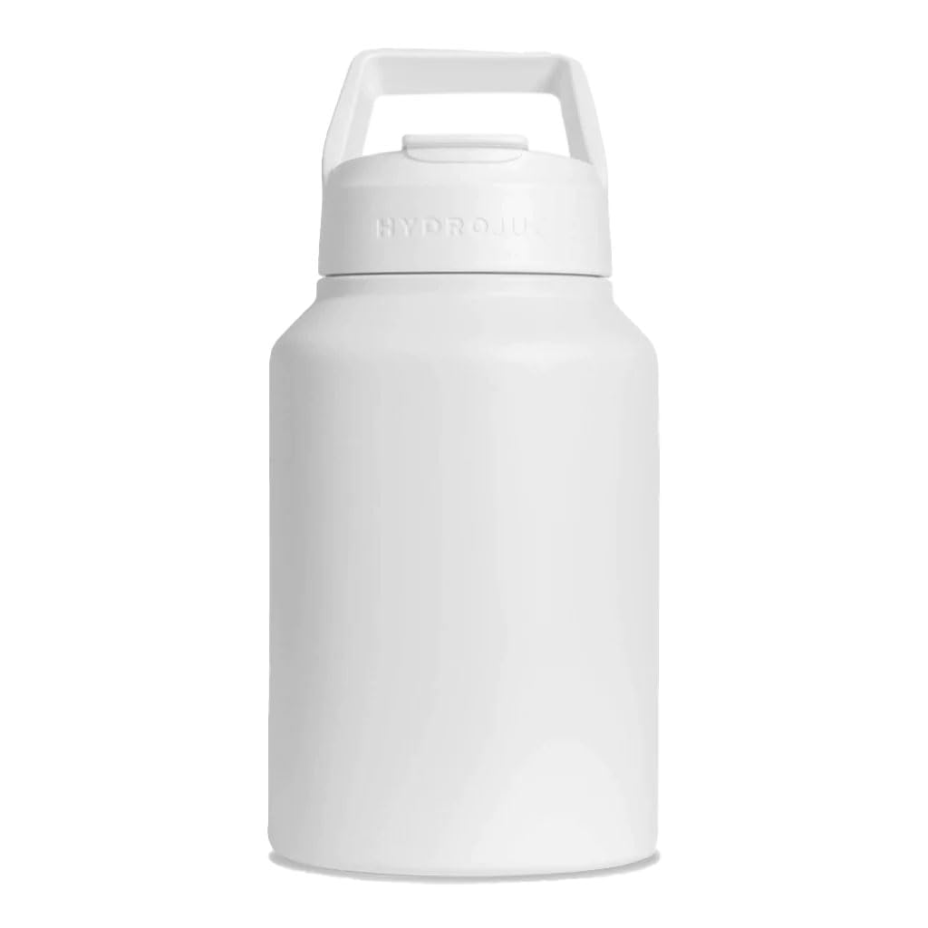 HydroJug Sport - Stainless Steel Tumbler with Straw, Vacuum Insulated, 64oz Leakproof Water Bottle, Ergonomic Design, Reusable, Dishwasher Safe, Rubber Base, Durable for Gym or Outdoors, Black