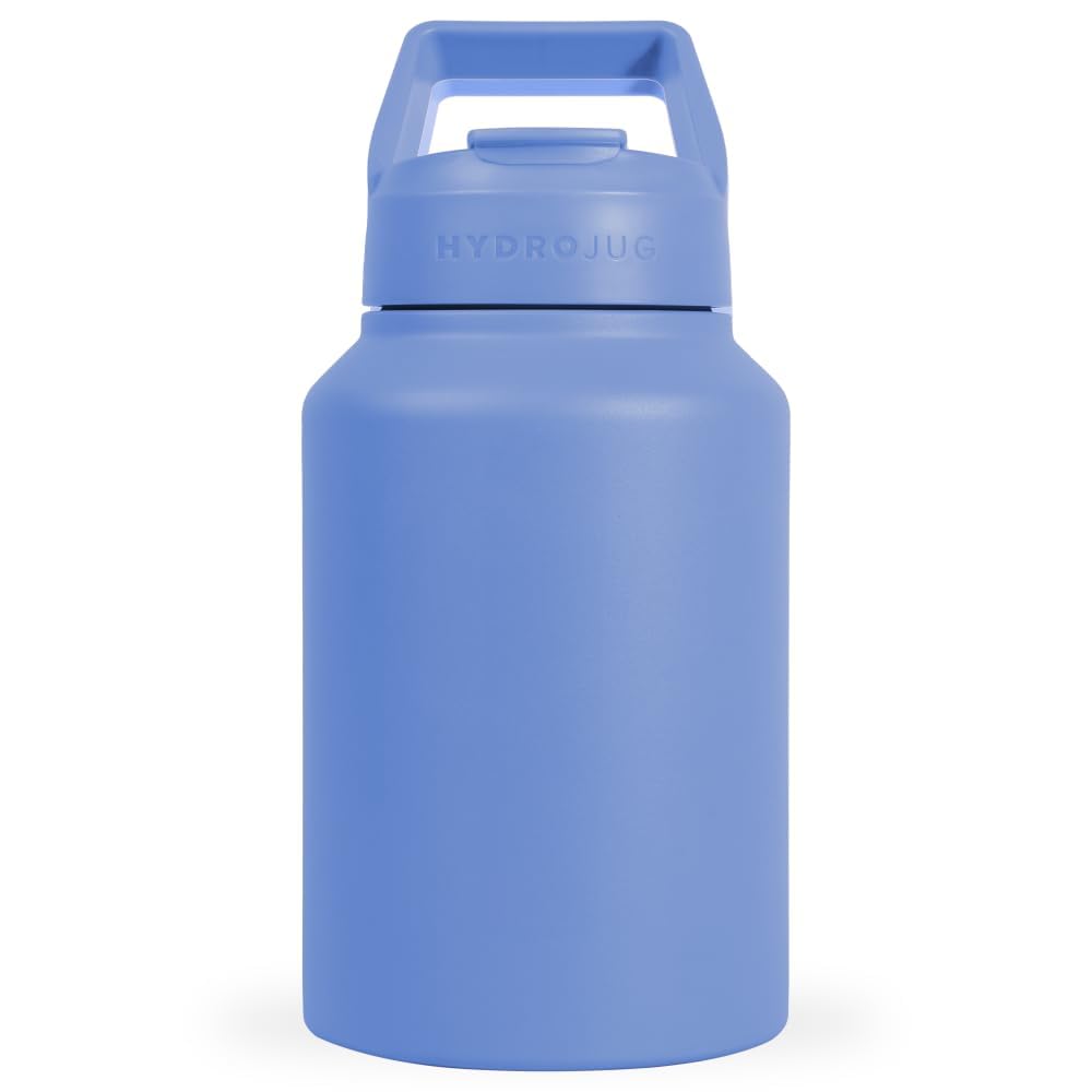 HydroJug Sport - Stainless Steel Tumbler with Straw, Vacuum Insulated, 64oz Leakproof Water Bottle, Ergonomic Design, Reusable, Dishwasher Safe, Rubber Base, Durable for Gym or Outdoors, Black