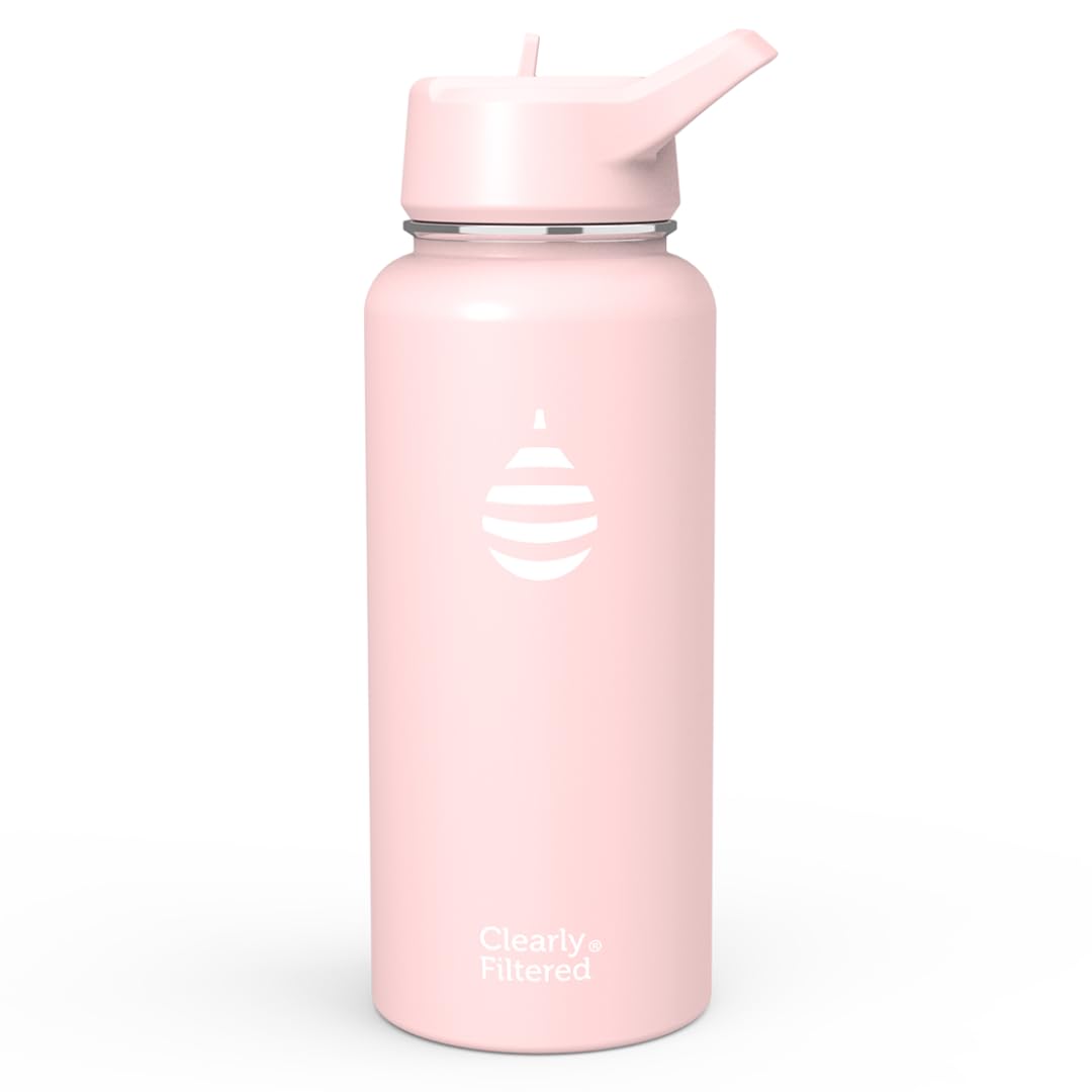 Clearly Filtered Water Bottle | Removes 220+ Contaminants, Double-Wall Insulated Stainless Steel, BPA/BPS Free, Phthalate Free, Filters Flouride Lead Chlorine (32oz, Evergreen)