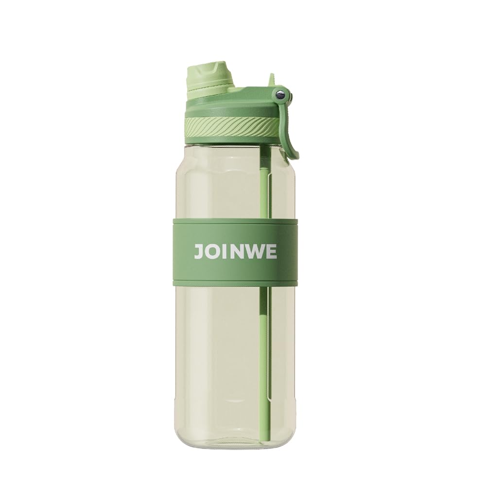 ZZT 34 oz Plastic Water Bottles, Sports Water Bottle With Straw, Leakproof,Double Drinking，Sports Water Bottle for Indoor and Outdoor Activity ﻿ (Blue)