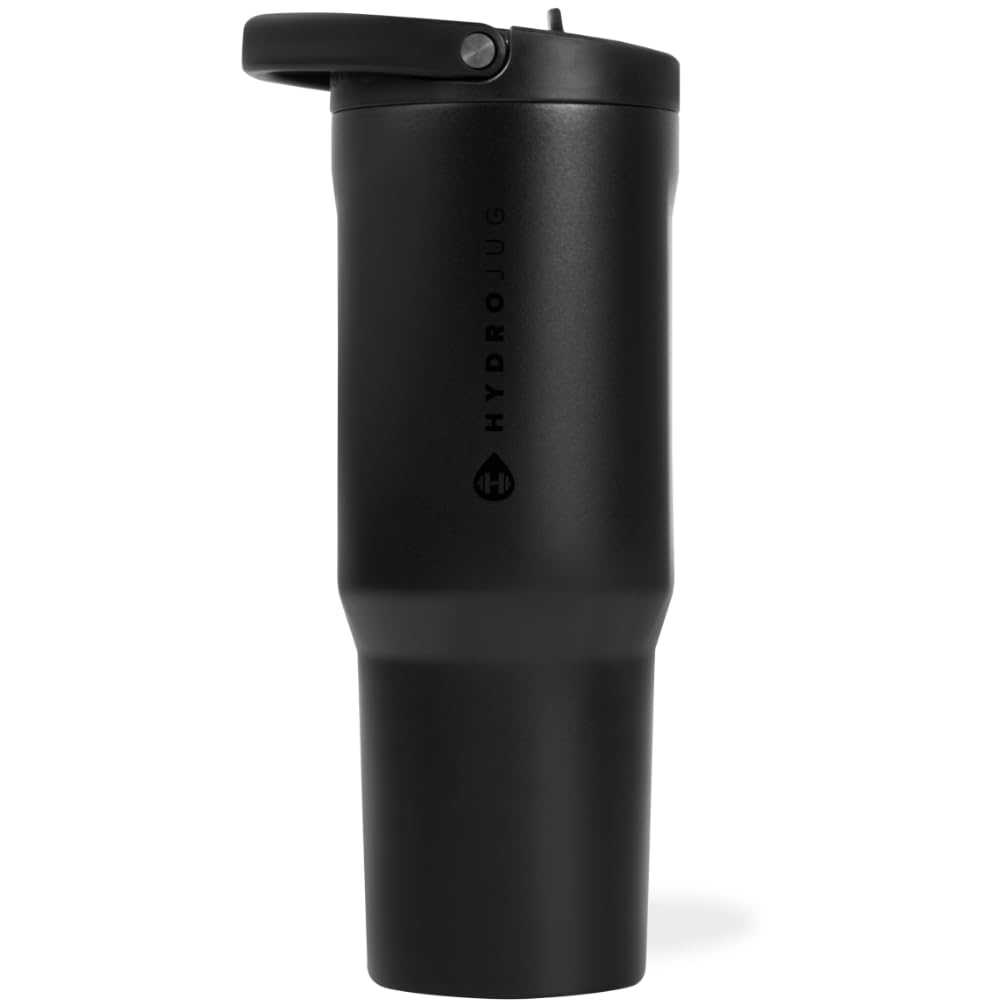 HydroJug Sport - Stainless Steel Tumbler with Straw, Vacuum Insulated, 40oz Leakproof Water Bottle, Ergonomic Design, Reusable, Dishwasher Safe, Rubber Base, Durable for Gym or Outdoors, Black Leopard
