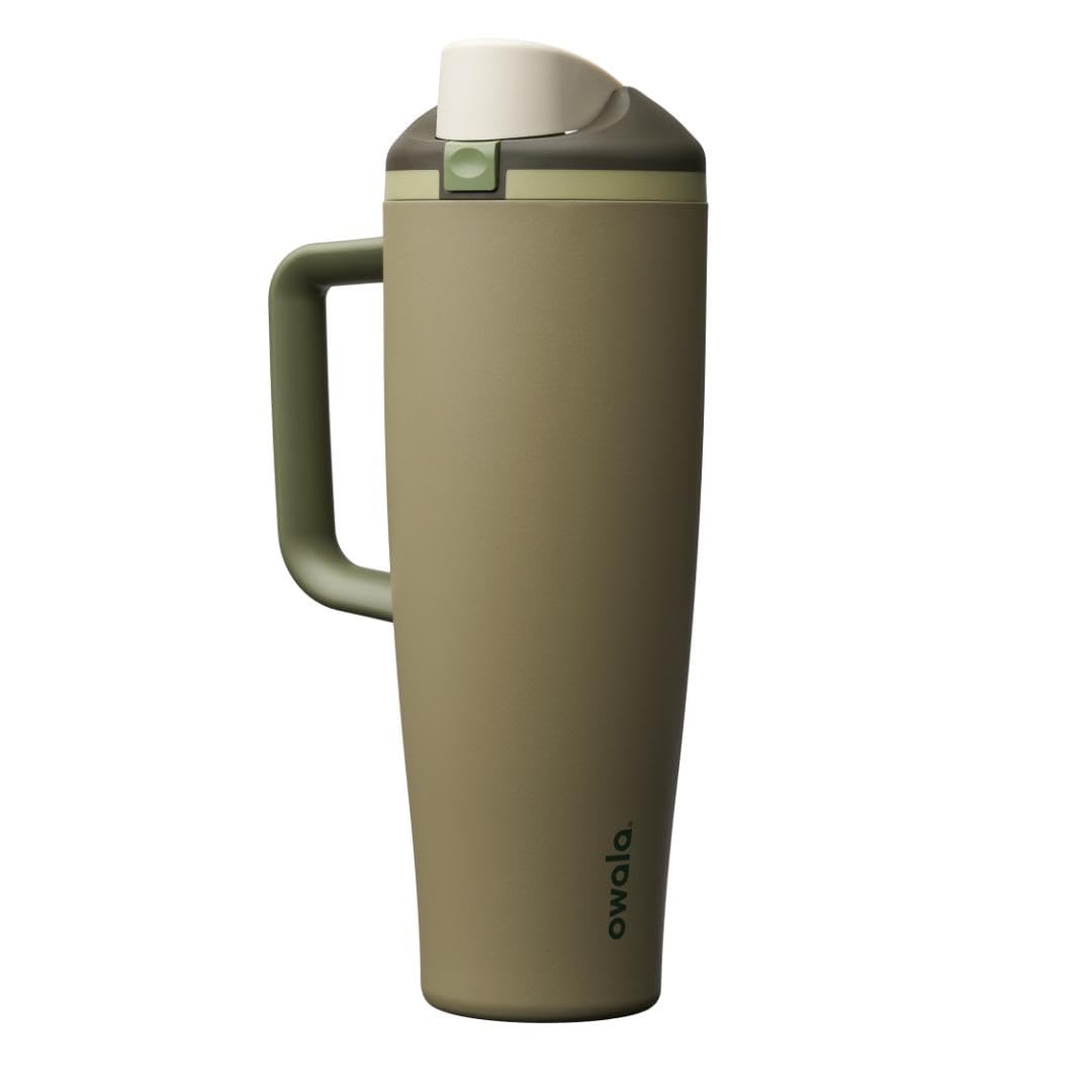 Owala FreeSip Tumbler Insulated Stainless Steel Water Bottle with Built-in Straw and Side Handle, For Travel, Work, School, and Sports, 40oz, BPA Free, Leak Proof, Black Cherry