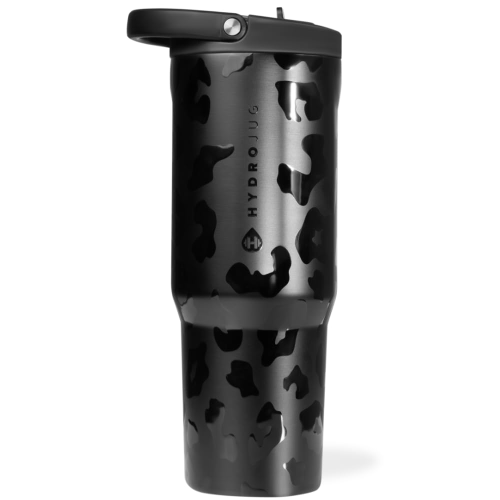 HydroJug Sport - Stainless Steel Tumbler with Straw, Vacuum Insulated, 40oz Leakproof Water Bottle, Ergonomic Design, Reusable, Dishwasher Safe, Rubber Base, Durable for Gym or Outdoors, Rodeo