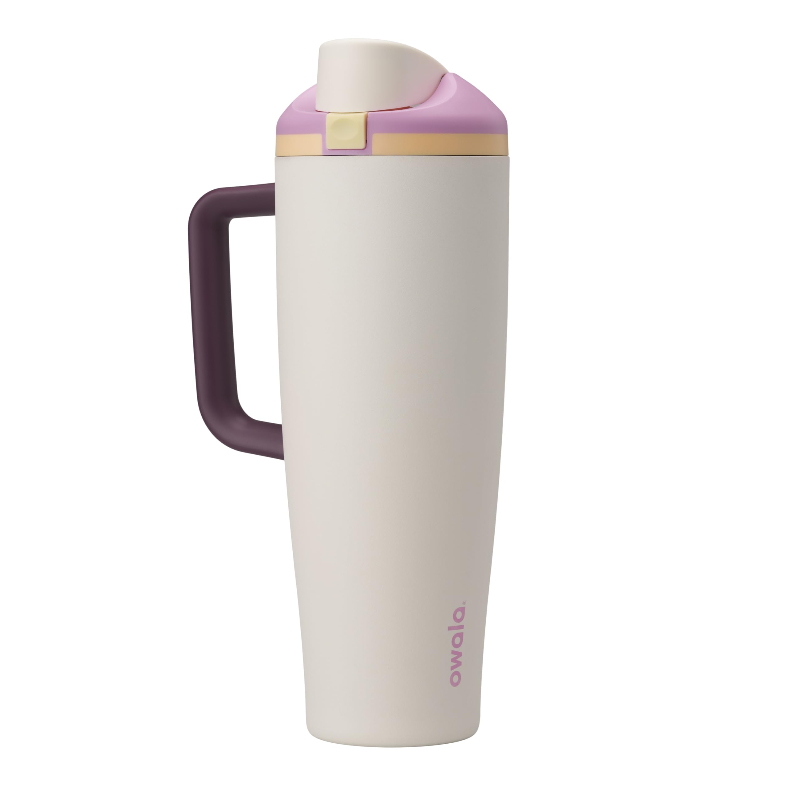 Owala FreeSip Tumbler Insulated Stainless Steel Water Bottle with Built-in Straw and Side Handle, For Travel, Work, School, and Sports, 40oz, BPA Free, Leak Proof, Black Cherry
