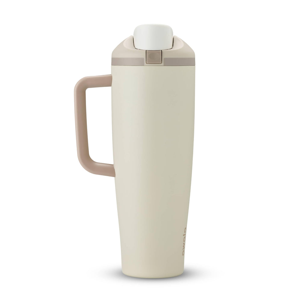 Owala FreeSip Tumbler Insulated Stainless Steel Water Bottle with Built-in Straw and Side Handle, For Travel, Work, School, and Sports, 40oz, BPA Free, Leak Proof, Black Cherry