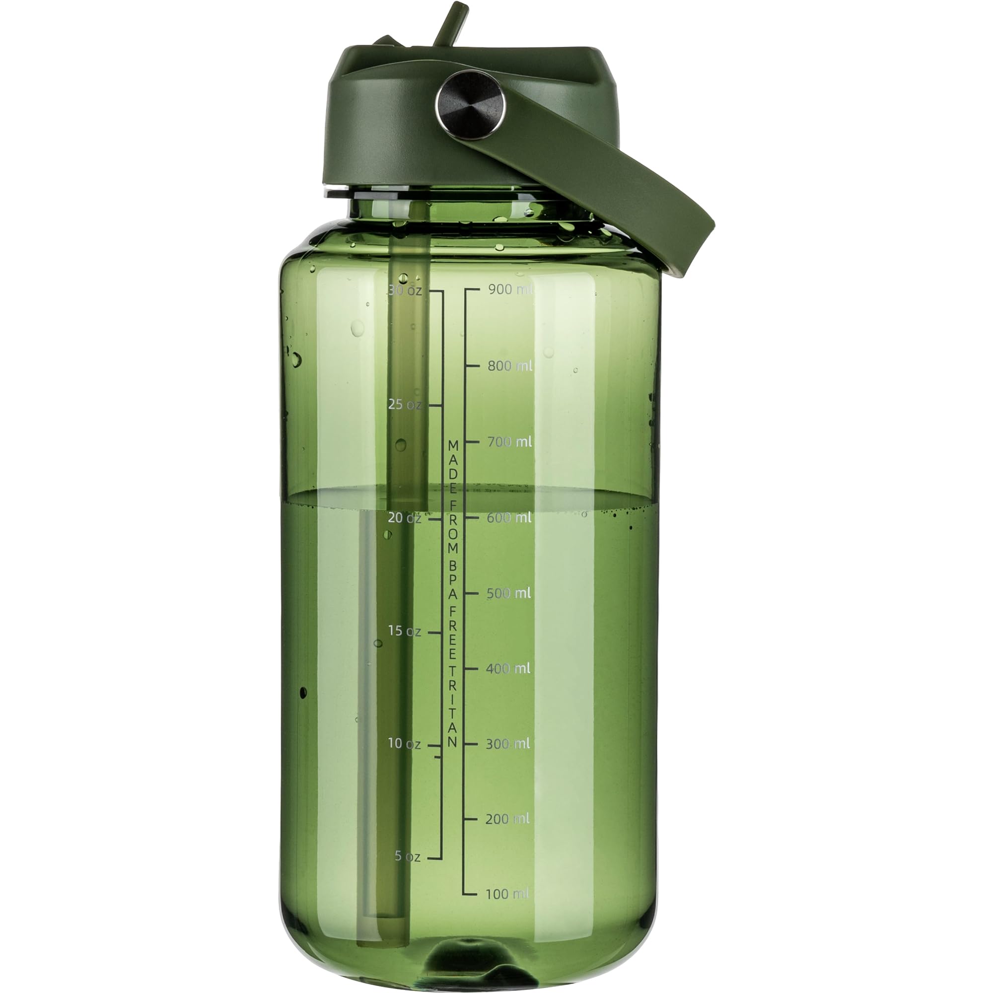 OLDLEY 32 oz Clear Water Bottle with Straw,Tritan BPA-Free, Wide Mouth, Leak Proof - for Gym, Travel, Home, School, Office (Clear)
