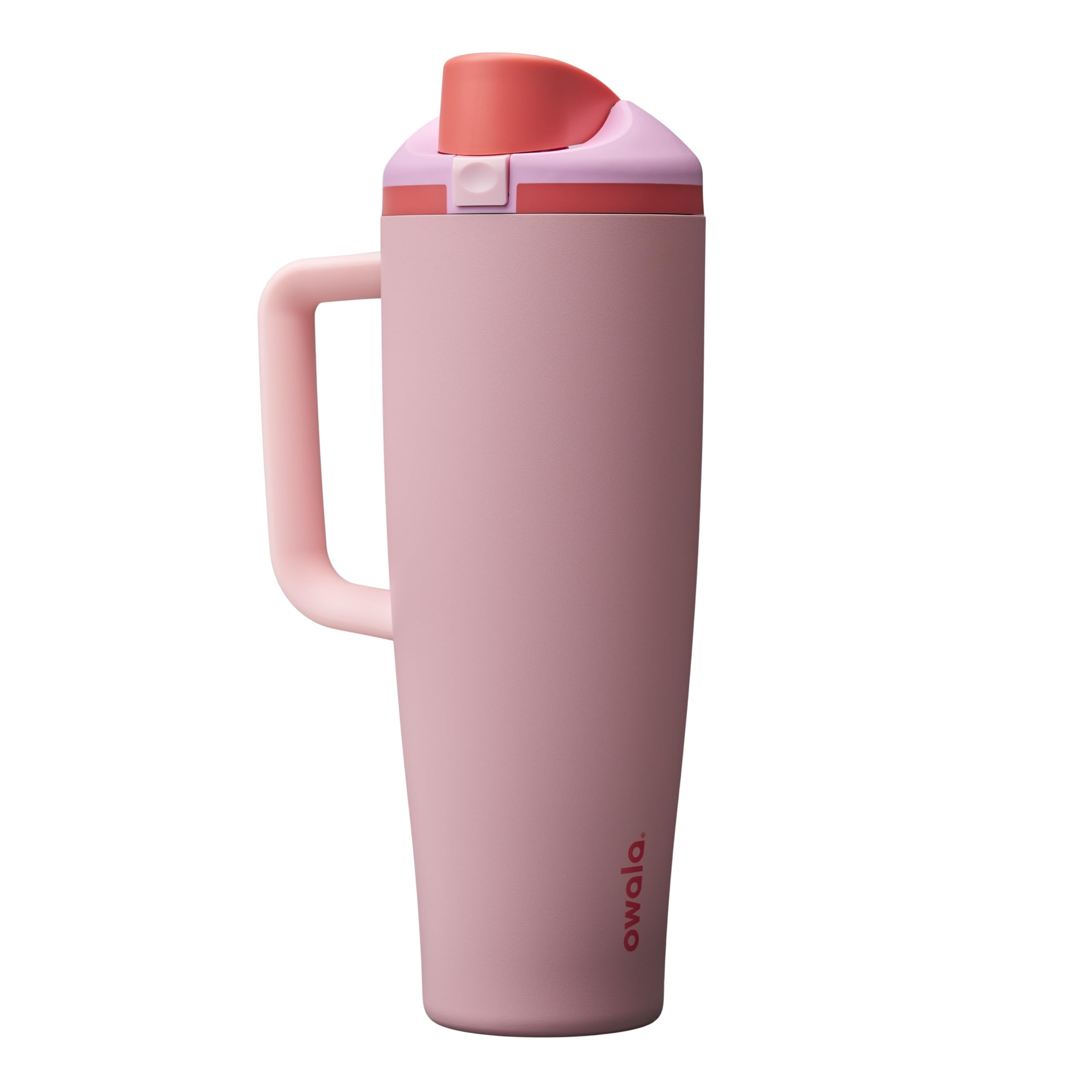 Owala FreeSip Tumbler Insulated Stainless Steel Water Bottle with Built-in Straw and Side Handle, For Travel, Work, School, and Sports, 40oz, BPA Free, Leak Proof, Black Cherry