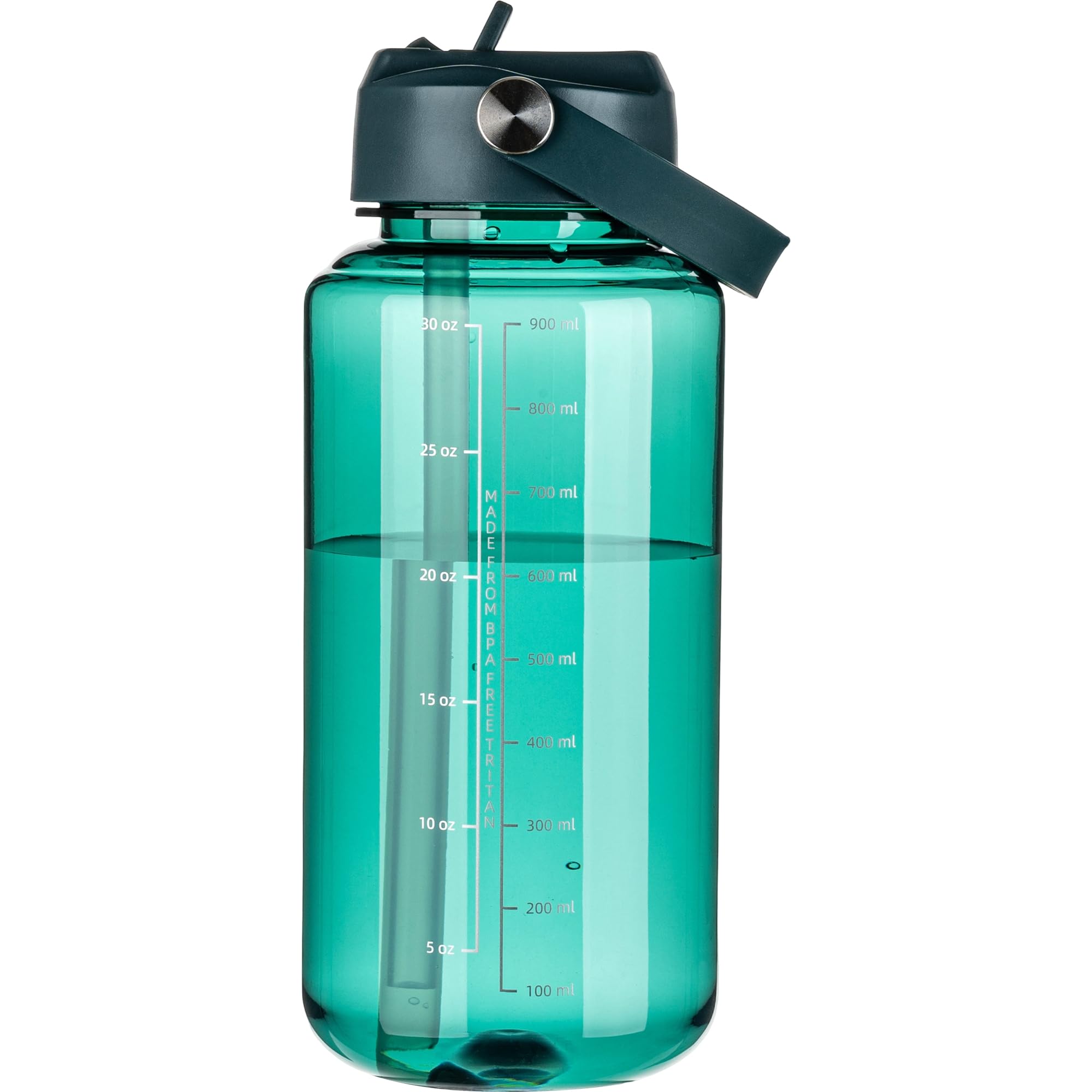 OLDLEY 32 oz Clear Water Bottle with Straw,Tritan BPA-Free, Wide Mouth, Leak Proof - for Gym, Travel, Home, School, Office (Clear)