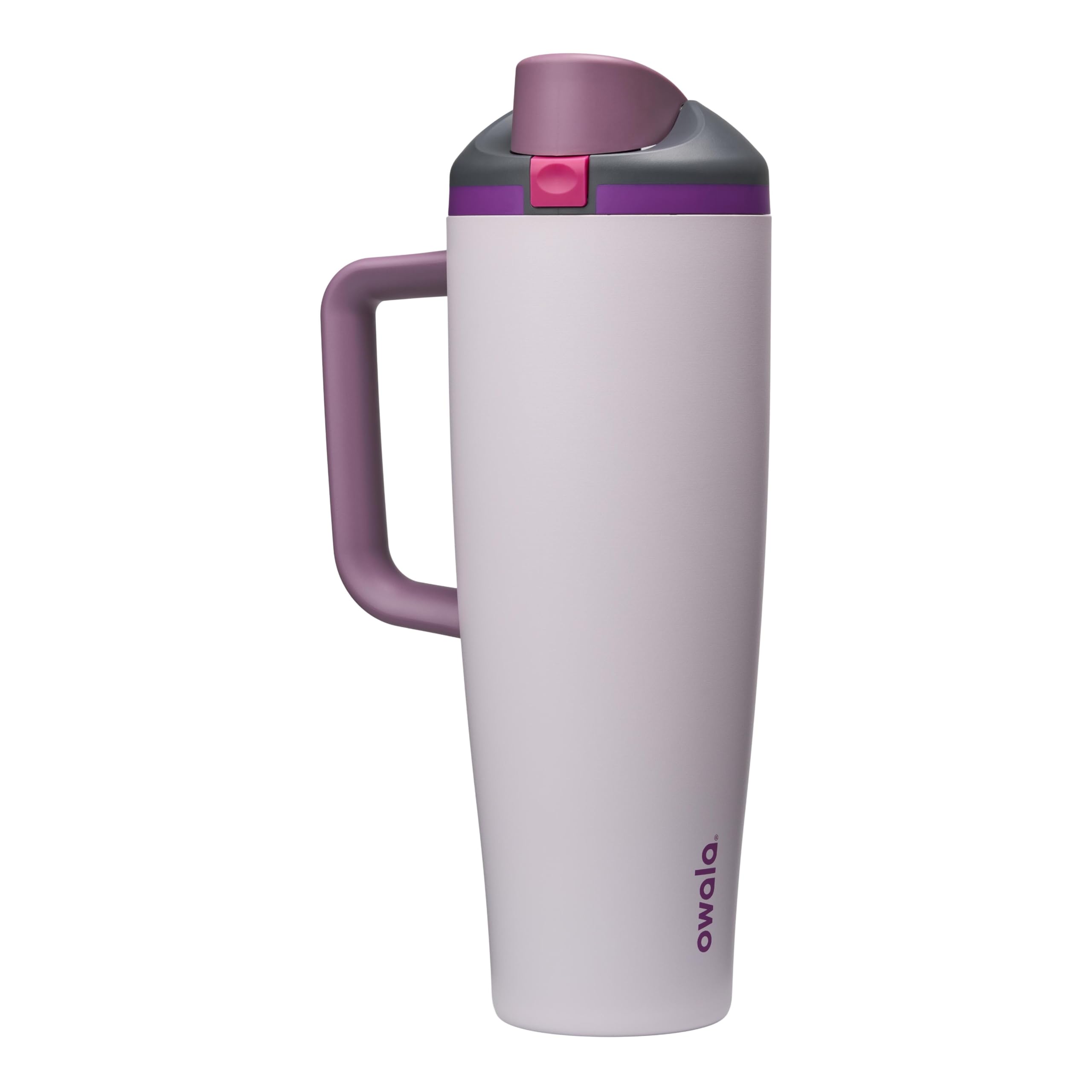 Owala FreeSip Tumbler Insulated Stainless Steel Water Bottle with Built-in Straw and Side Handle, For Travel, Work, School, and Sports, 40oz, BPA Free, Leak Proof, Black Cherry