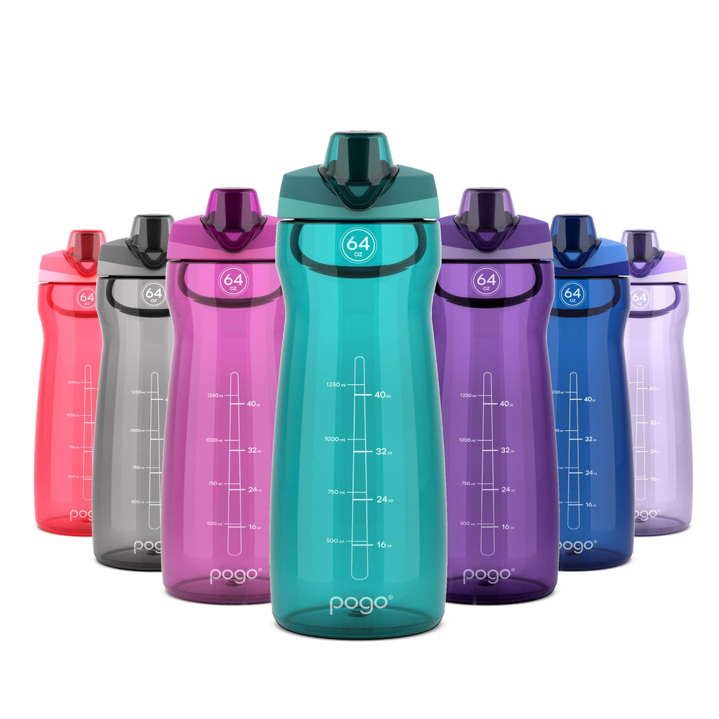 Pogo BPA-Free Tritan Plastic Water Bottle with Chug Lid, 32 Oz, Grey