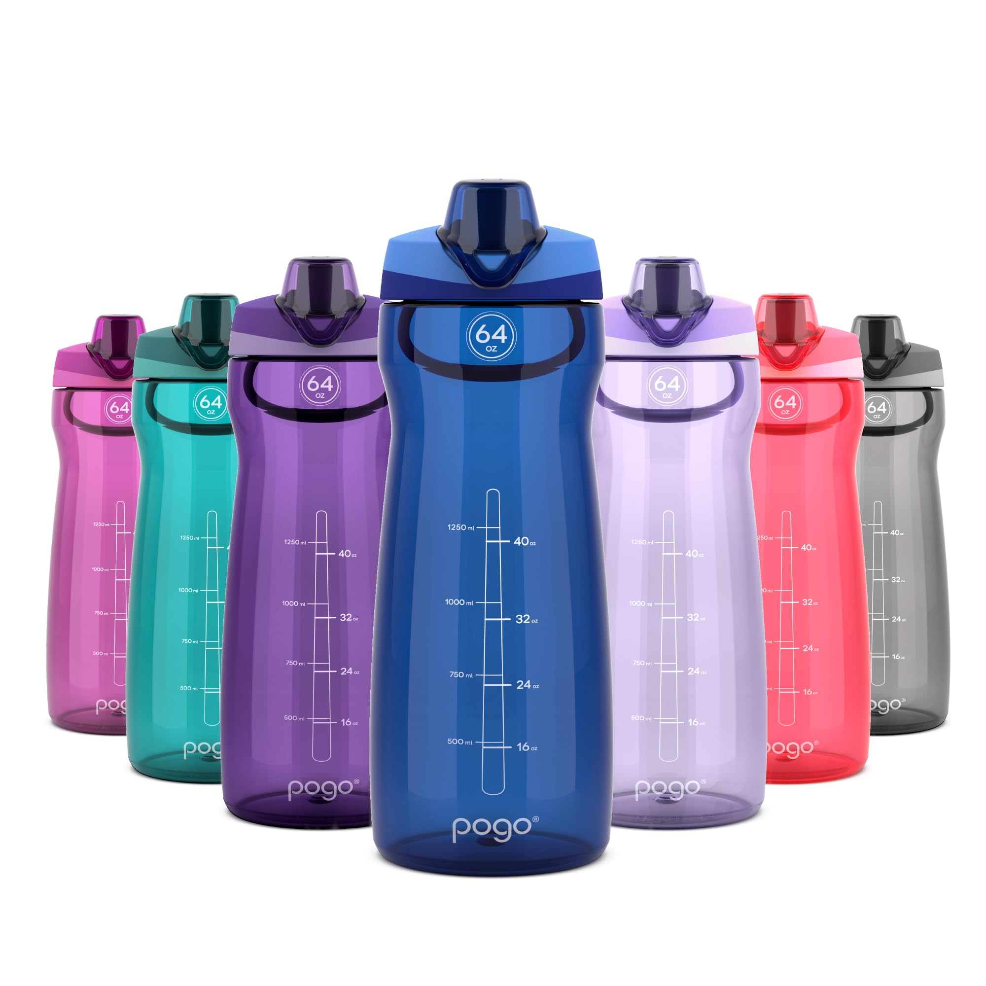 Pogo BPA-Free Tritan Plastic Water Bottle with Chug Lid, 32 Oz, Grey