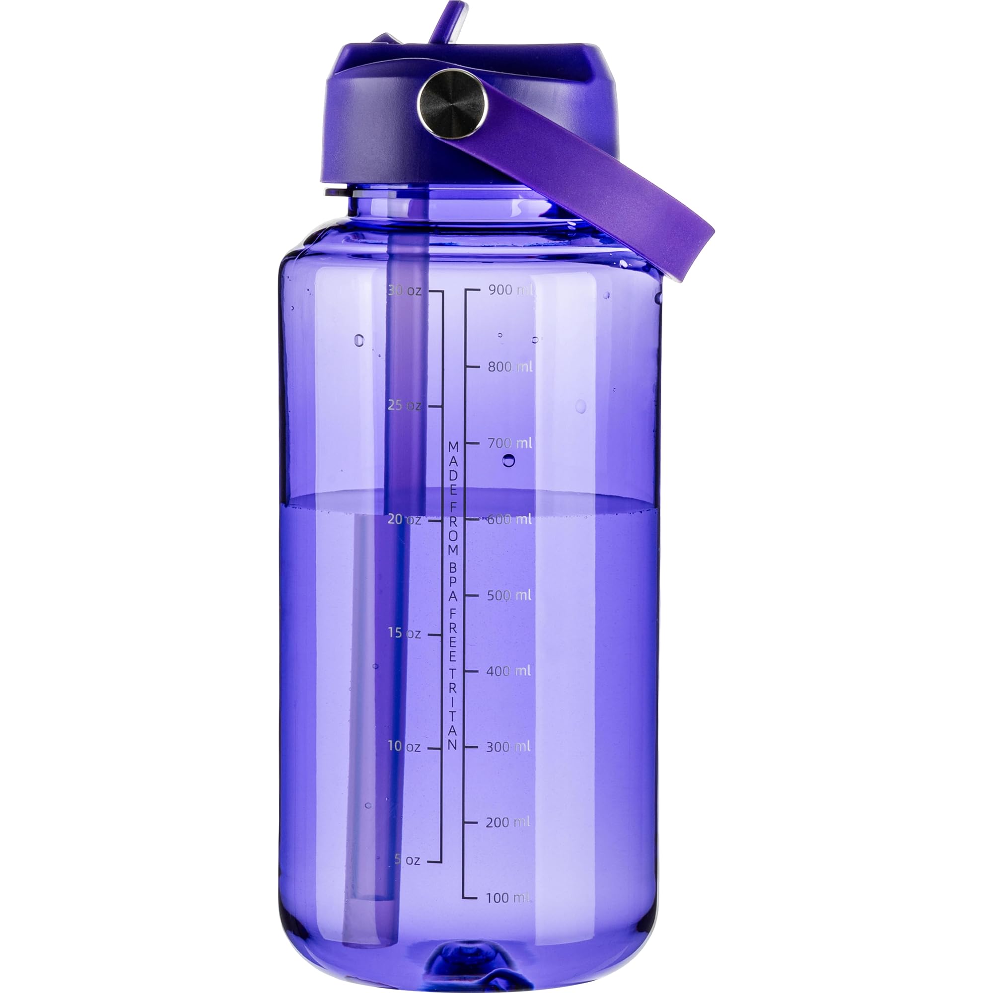 OLDLEY 32 oz Clear Water Bottle with Straw,Tritan BPA-Free, Wide Mouth, Leak Proof - for Gym, Travel, Home, School, Office (Clear)