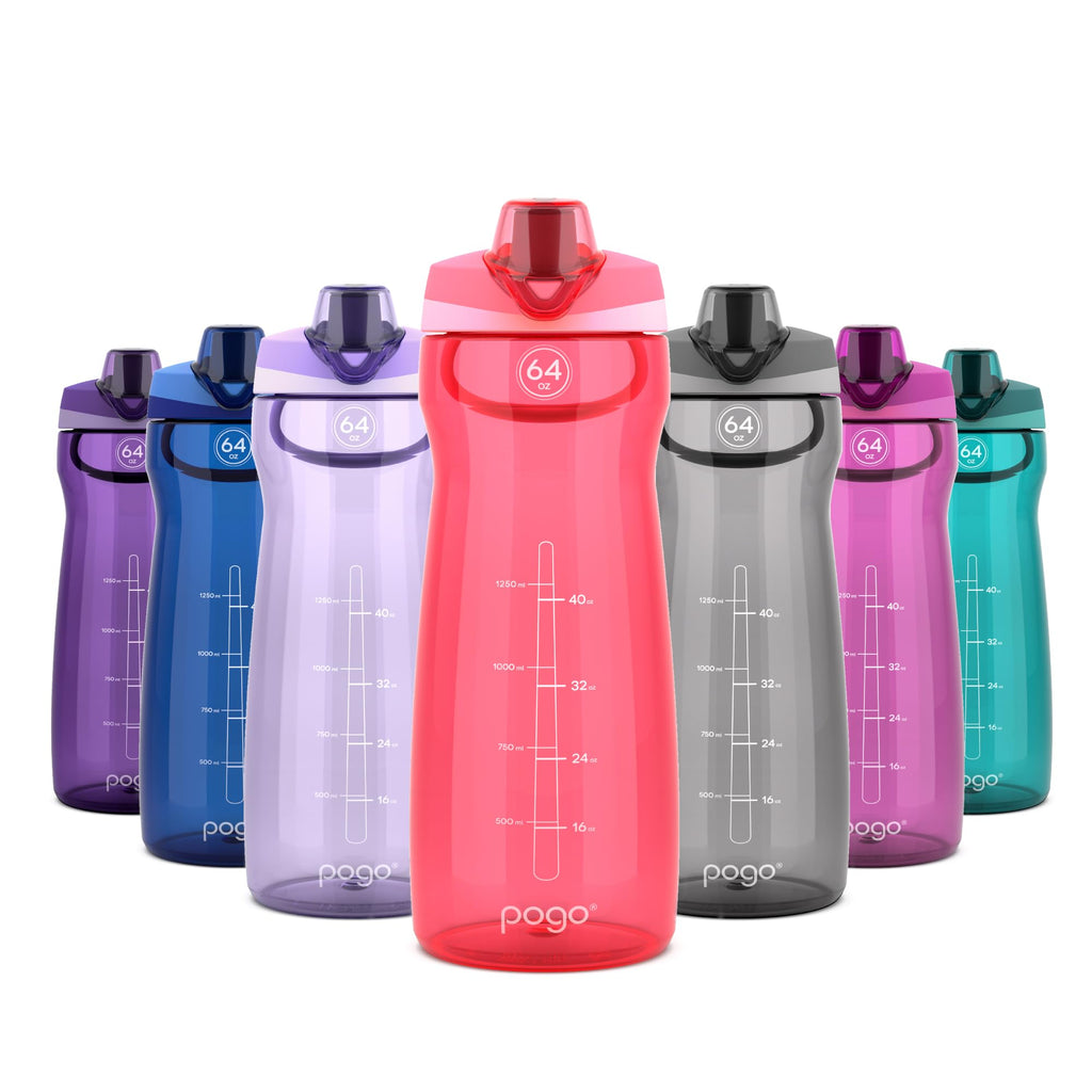 Pogo BPA-Free Tritan Plastic Water Bottle with Chug Lid, 32 Oz, Grey
