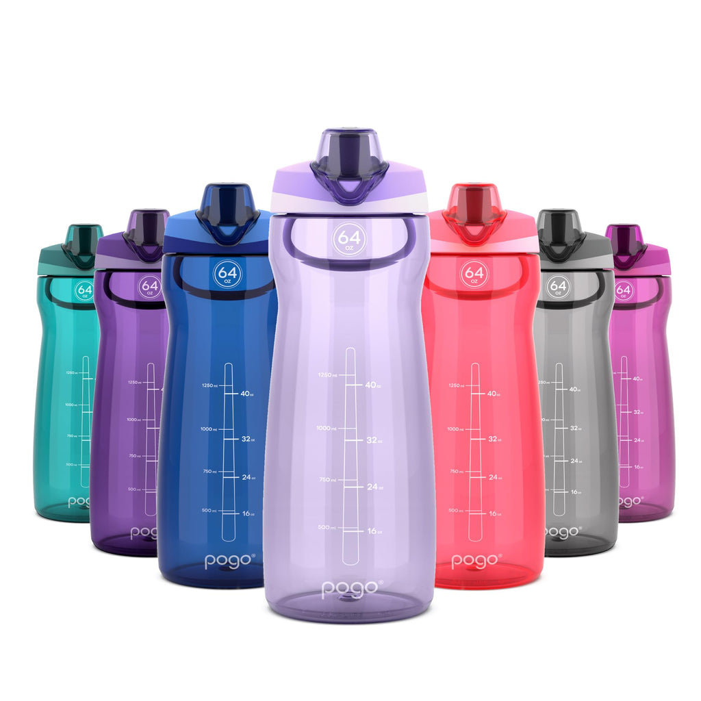 Pogo BPA-Free Tritan Plastic Water Bottle with Chug Lid, 32 Oz, Grey