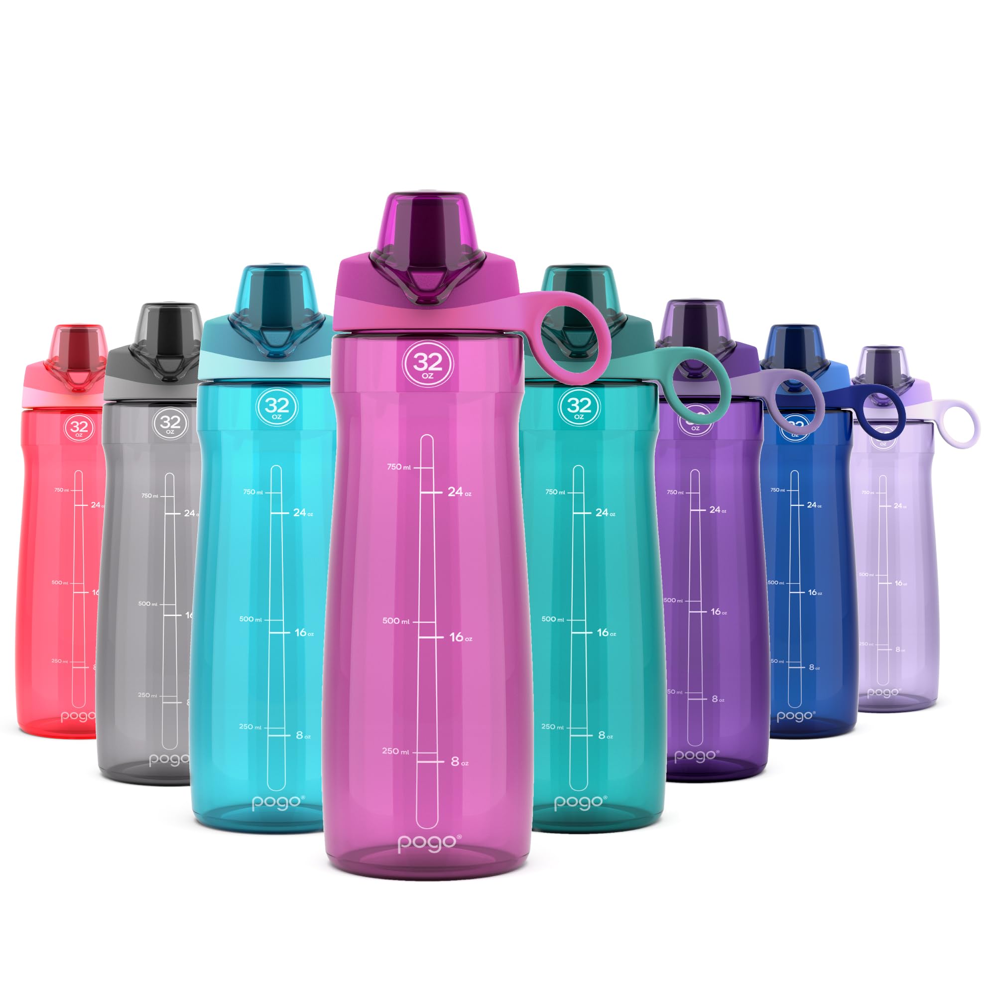Pogo BPA-Free Tritan Plastic Water Bottle with Chug Lid, 32 Oz, Grey