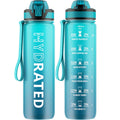 Water Bottle with Straw, 32oz Motivational Water Bottles with Time Marker to Drink, Tritan BPA Free, 1L Sports Water Bottle with Carry Strap LeakProof for Women Gym Fitness Outdoor (1 Pack)