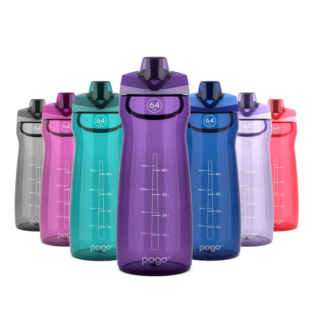 Pogo BPA-Free Tritan Plastic Water Bottle with Chug Lid, 32 Oz, Grey