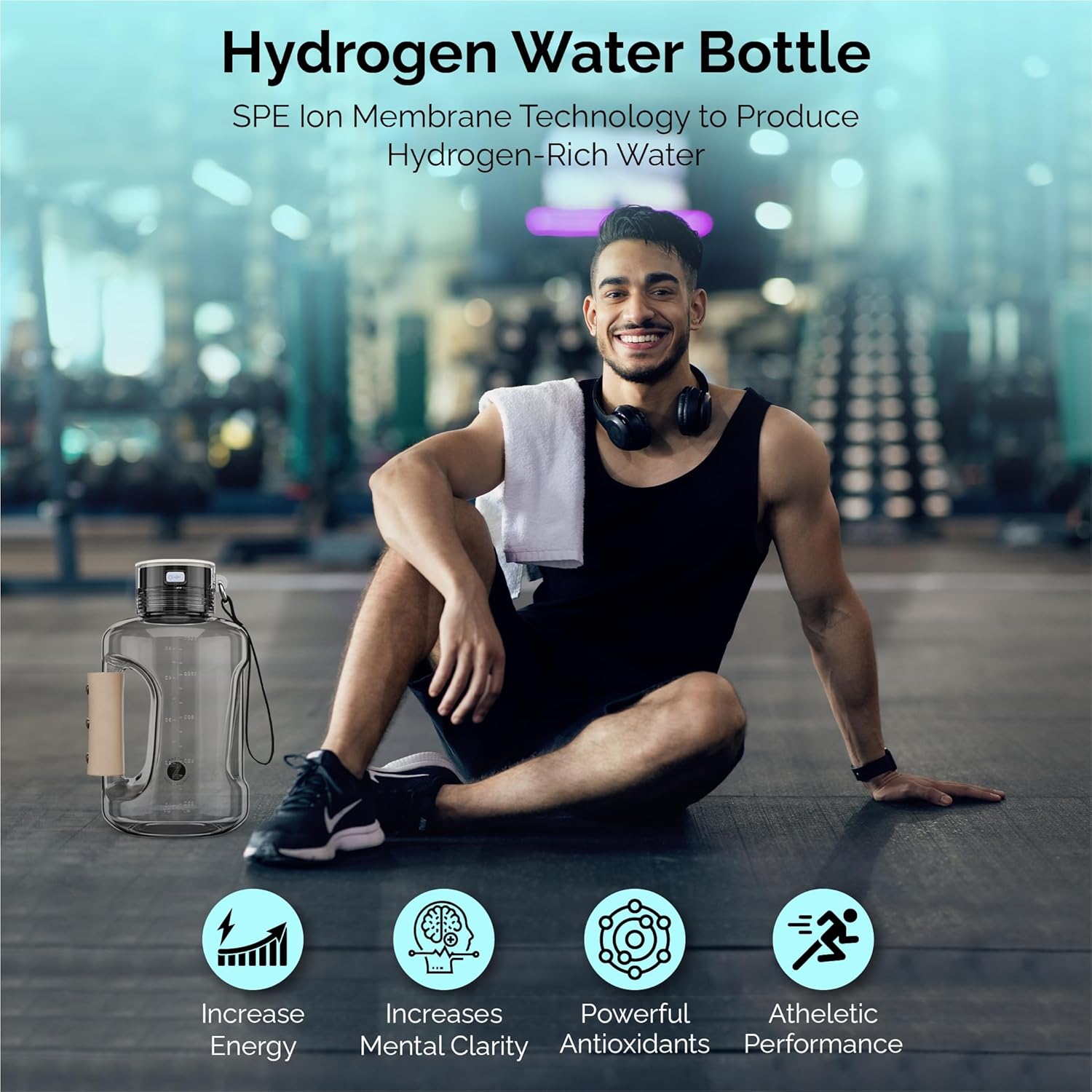 Zenetics Advanced Hydrogen Water Bottle with Pouch,1.5L Large BPA Free, Ionizer Bottle - Athletes, Travelers, Adventurers Sports, Gift For Husband, Wife, Family and Friends, BPA Free Outdoor